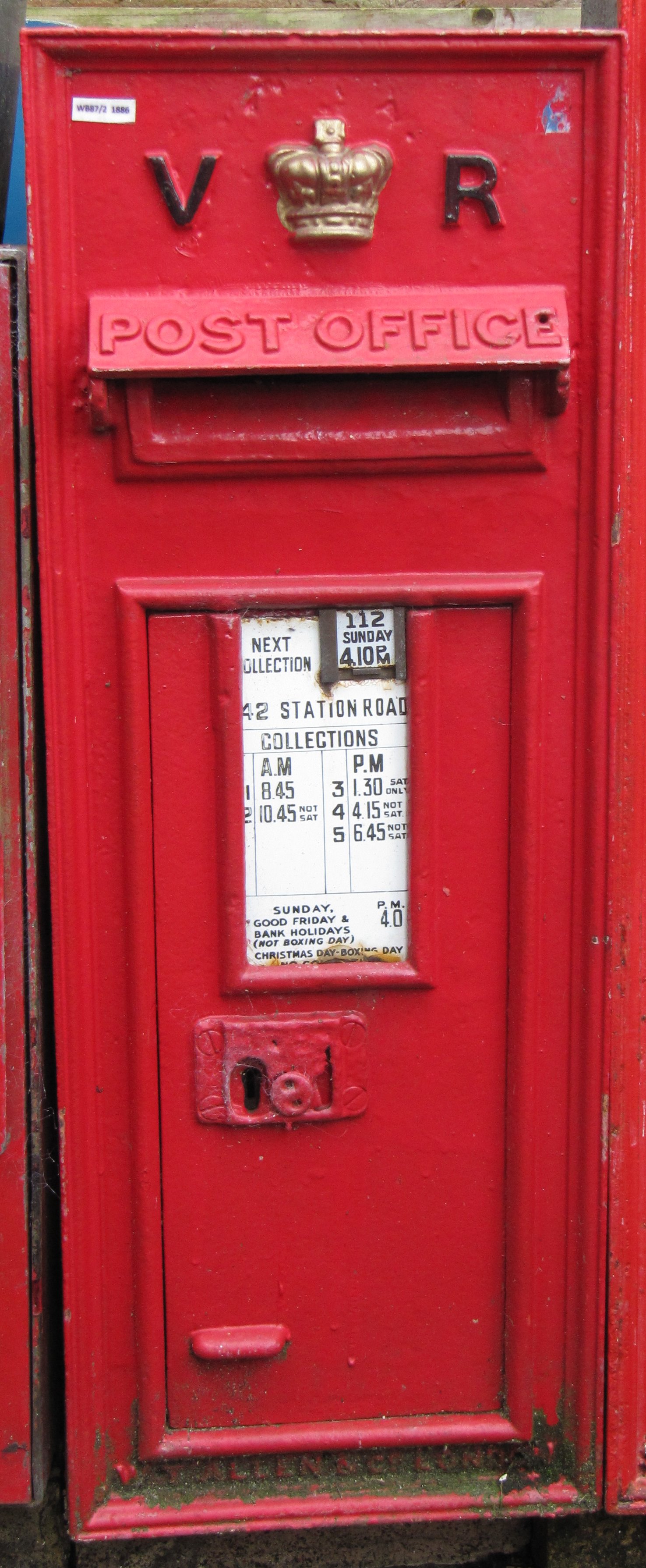 WB87/2 wall box formerly at Southwold Railway Station